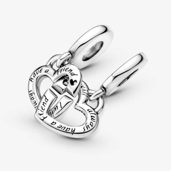 Pandora Linked Sister Hearts Split Dangle Charm - Picture 2 of 4
